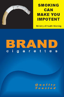 Image of the Impotent cigarette packet design - front.