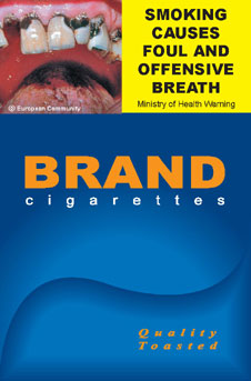 Image of the Bad Breath cigarette packet design - front. 